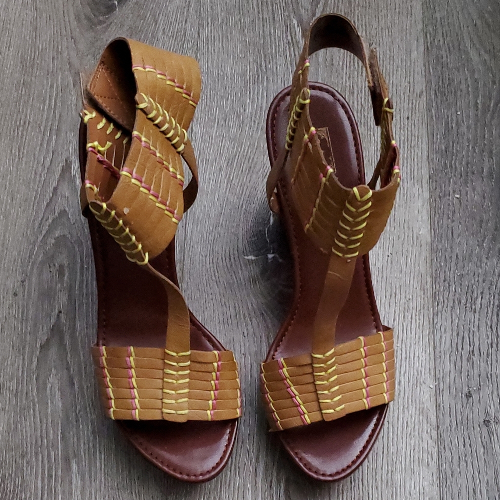 Stylish Brown and Yellow Women's Sandals, Decree Brand